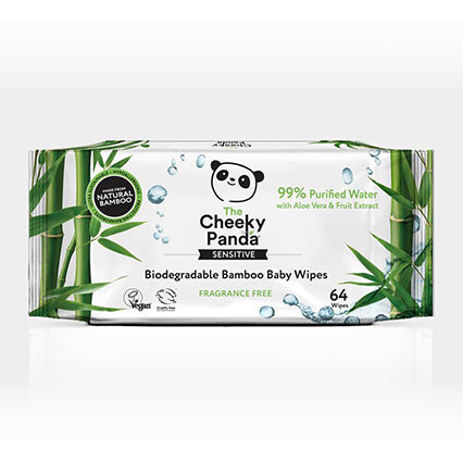 the cheeky panda biodegradable bamboo baby wipes 64 pack