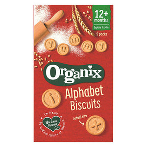 organix vegan toddler 12 month alphabet biscuits multipack 5x25g