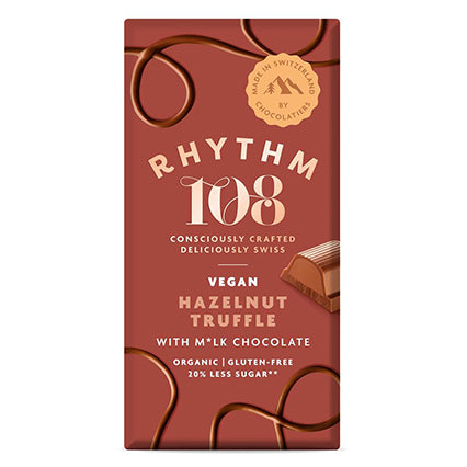 rhythm 108 vegan hazelnut truffle chocolate bar 100g