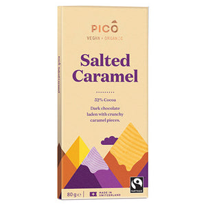 pico vegan salted caramel dark chocolate bar 80g