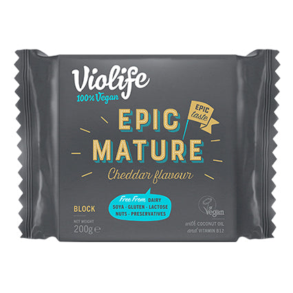 violife vegan epic mature cheddar cheese block 200g