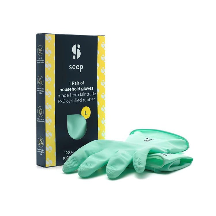 Seep Eco Plastic Free Rubber Gloves LARGE 1 Pack