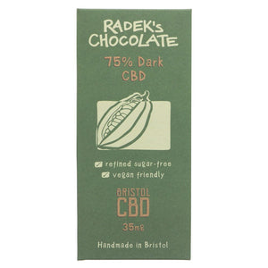 Radeks 75% Dark CBD Chocolate Bar 72g