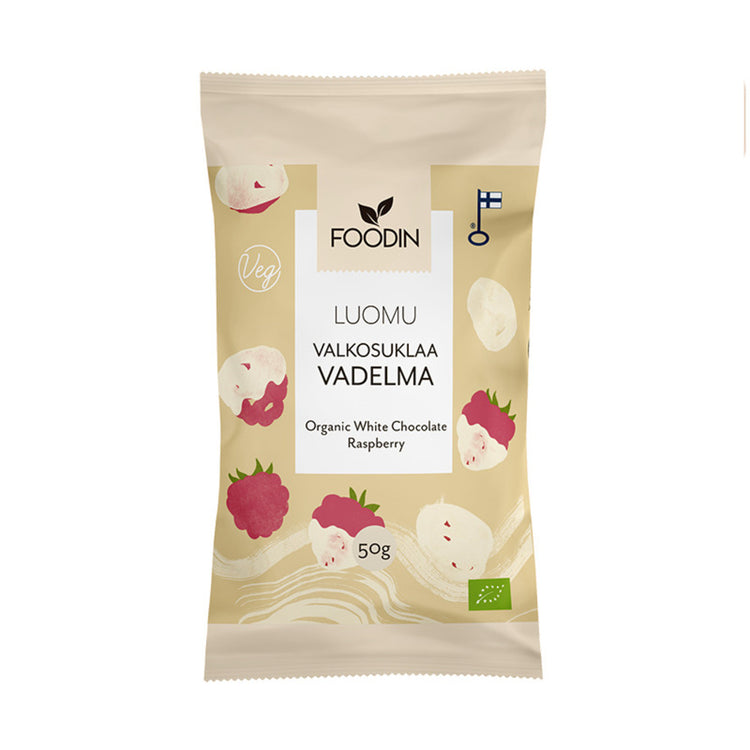 Foodin Organic White Chocolate Raspberry 50G