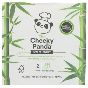 Cheeky Panda 100% bamboo kitchen towel 2 rolls; 200 sheets per pack
