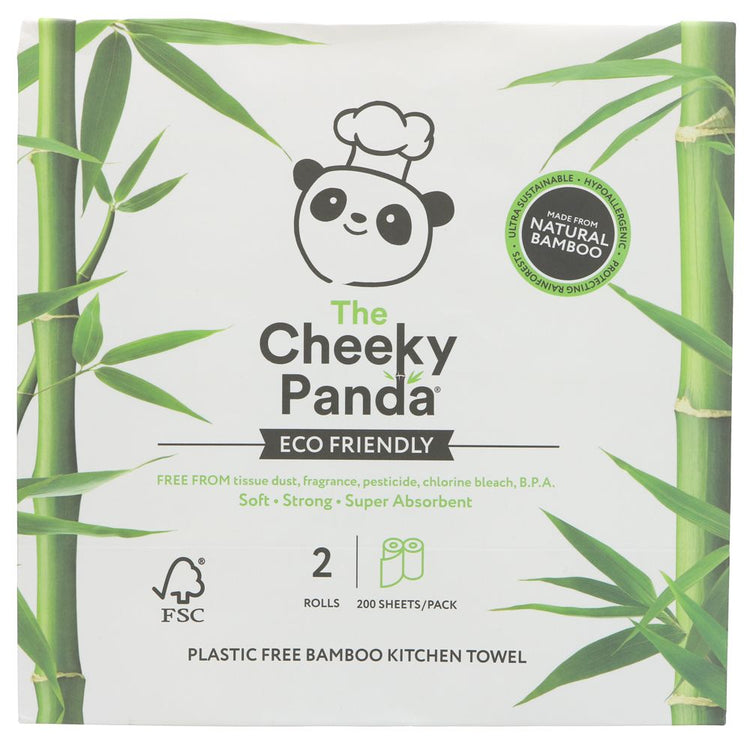 Cheeky Panda 100% bamboo kitchen towel 2 rolls; 200 sheets per pack