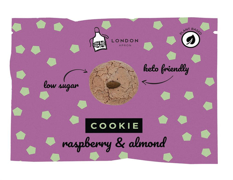 London Apron Low Sugar Raspberry & Almond Cookie 35g - Kindly of Brighton