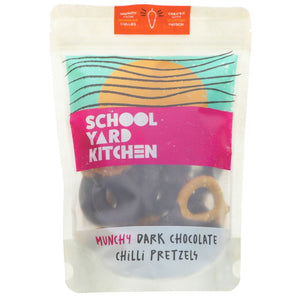 SCHOOL YARD KITCHEN Dark Chocolate Chilli Pretzels 130g - Kindly of Brighton
