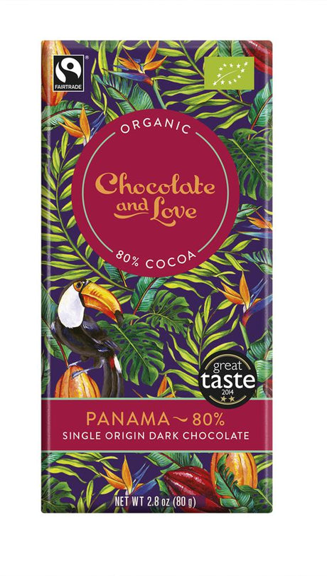 Chocolate and Love Organic/Fairtrade extra dark Panama chocolate 80% - Kindly of Brighton