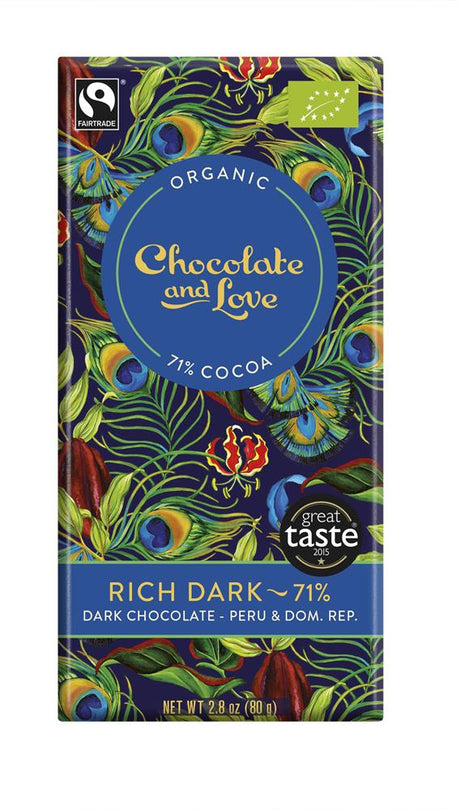 Chocolate and Love Rich Dark Organic/Fairtrade dark chocolate 71% - Kindly of Brighton