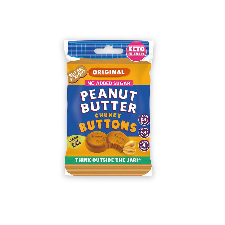 Superfoodio Peanut Butter Buttons  No Added Sugar 20g - Kindly of Brighton