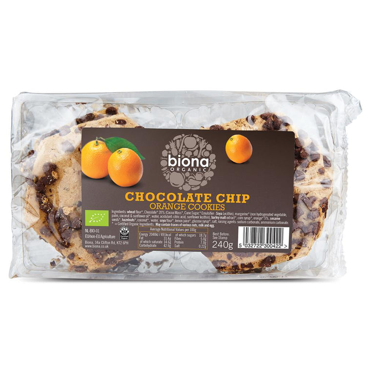BIONA Organic Chocolate Chip & Orange Cookies 240g - Kindly of Brighton