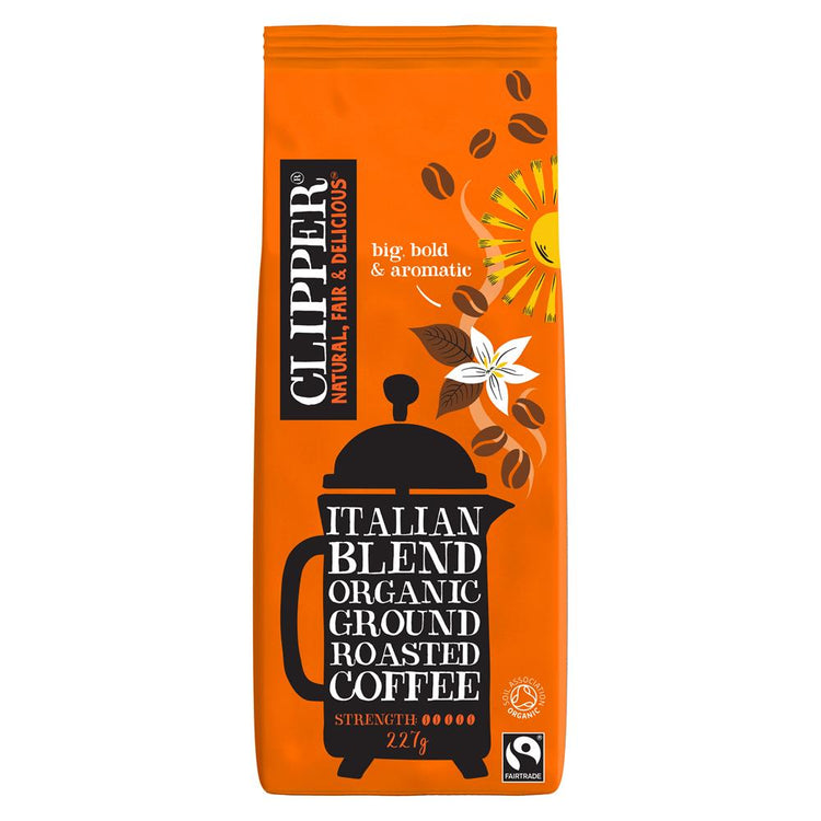 Clipper Fairtrade Organic Italian Blend Roast & Ground Coffee 227g - Kindly of Brighton