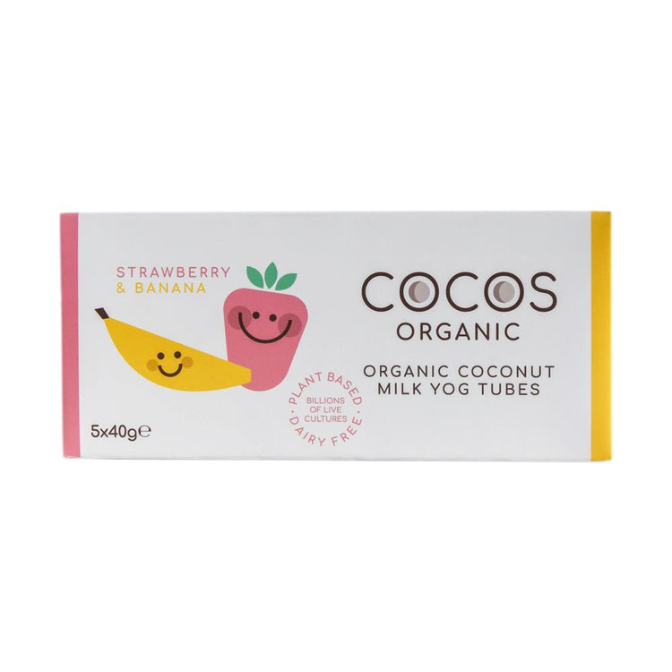 Organic Strawberry and Banana Coconut Milk Yog Tubes 5 x 40g - Kindly of Brighton