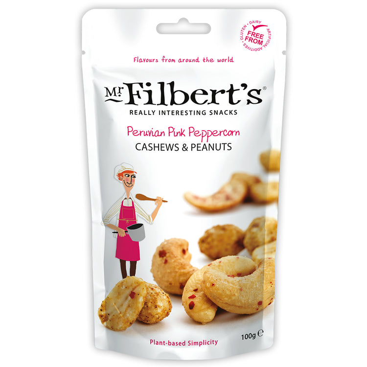 Mr Filberts Peruvian Pink Peppercorn Cashews & Peanuts 100g - Kindly of Brighton
