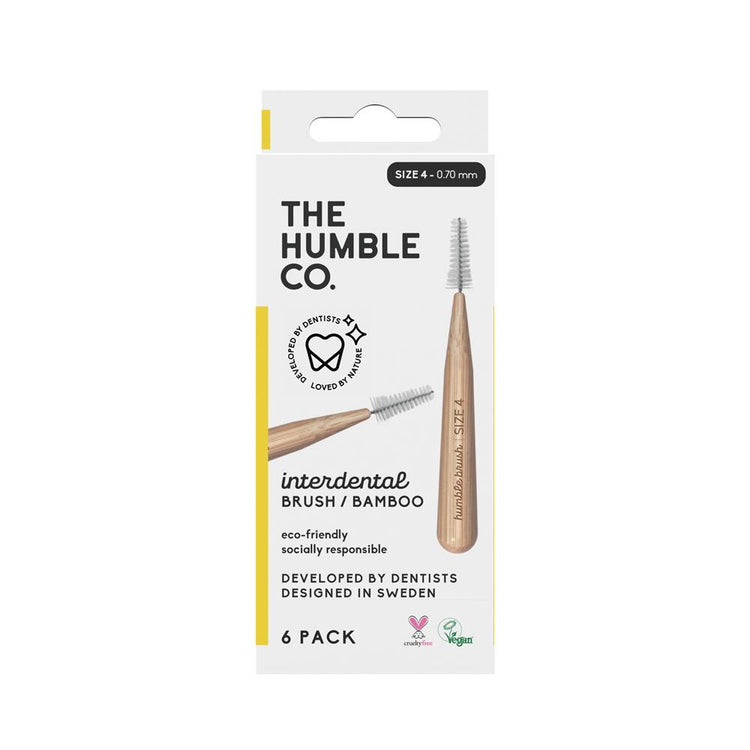 The Humble Co Inter Dental Brush size 4 - Yellow 6 Pack - Kindly of Brighton