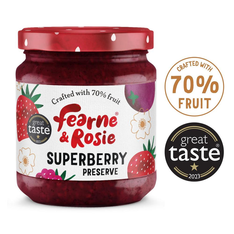Fearne & Rosie Superberry Jam 70% Fruit 310g - Kindly of Brighton