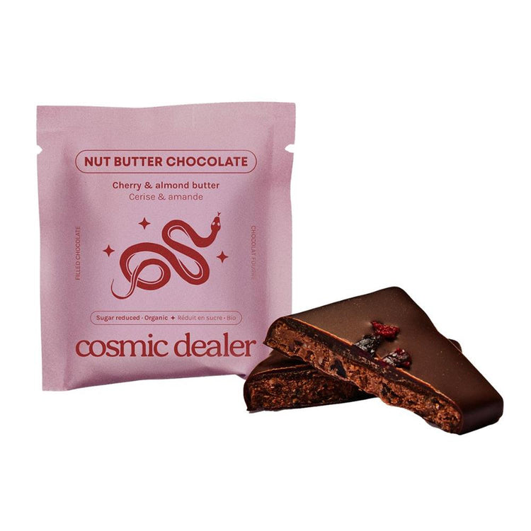 Cherry Almond nut butter chocolate bite organic sugar reduced 20g - Kindly of Brighton