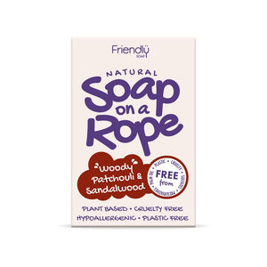 Friendly Soap Patchouli & Sandalwood - Natural Soap On A Rope 125g - Kindly of Brighton