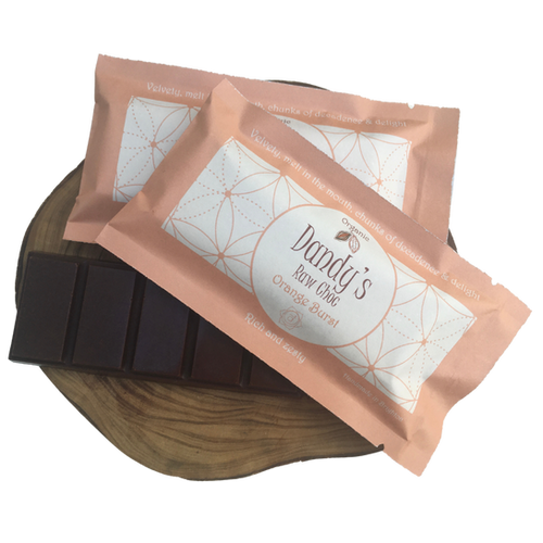 Dandys Orange Burst Raw Choc 52G - Sustainable Vegan Groceries Brighton
