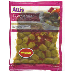 Mykonos - Pitted Green Olives 400G - Sustainable Vegan Groceries Brighton
