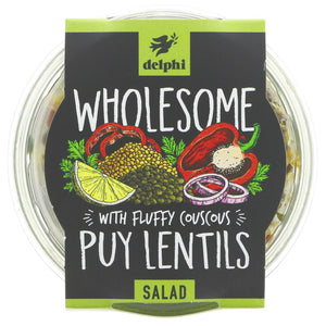 Delphi Foods Puy Lentil & Couscous Salad 185G - Sustainable Vegan Groceries Brighton