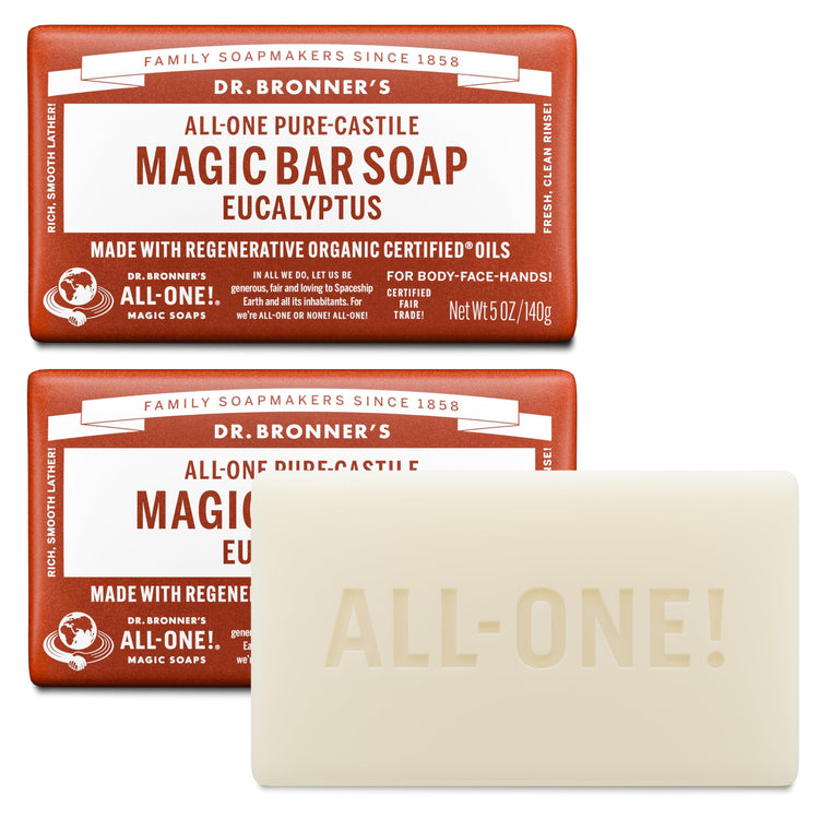 All-One Eucalyptus Bar Soap Dr Bronners 140G - Sustainable Vegan Groceries Brighton