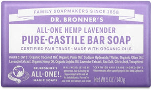 All-One Lavender Bar Soap Dr Bronners 140G - Sustainable Vegan Groceries Brighton