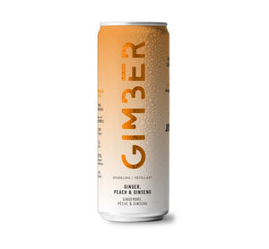 Gimber Energy Ginger & Peach Can 250Ml - Sustainable Vegan Groceries Brighton
