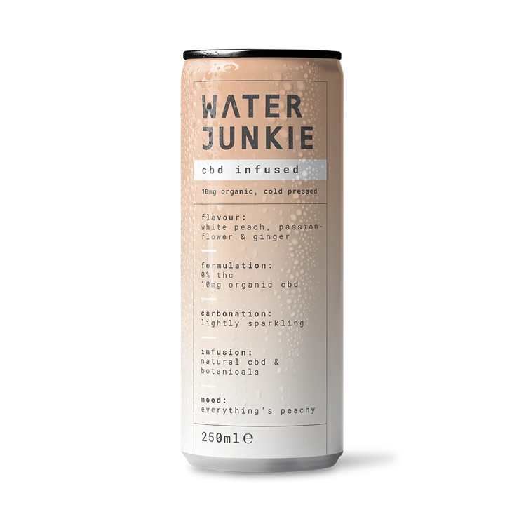 Waterjunkie Cbd Infused White Peach Passionflower & Ginger 250Ml - Sustainable Vegan Groceries Brighton