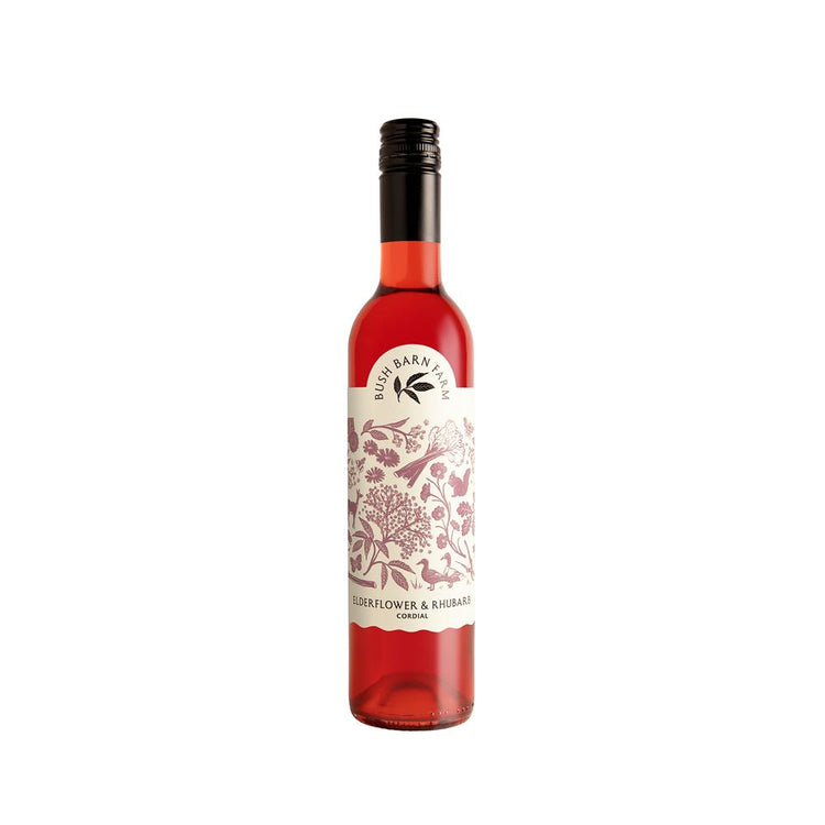 Bush Barn Farm Elderflower And Rhubarb Cordial 500Ml - Sustainable Vegan Groceries Brighton