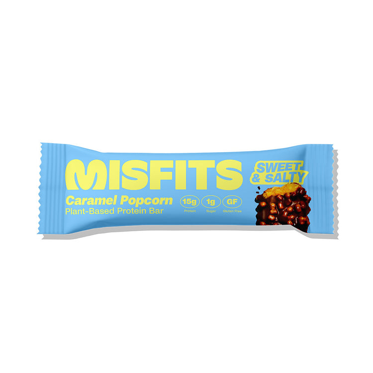 Misfits Plant-Based Caramel Popcorn Protein Bar 50G - Sustainable Vegan Groceries Brighton