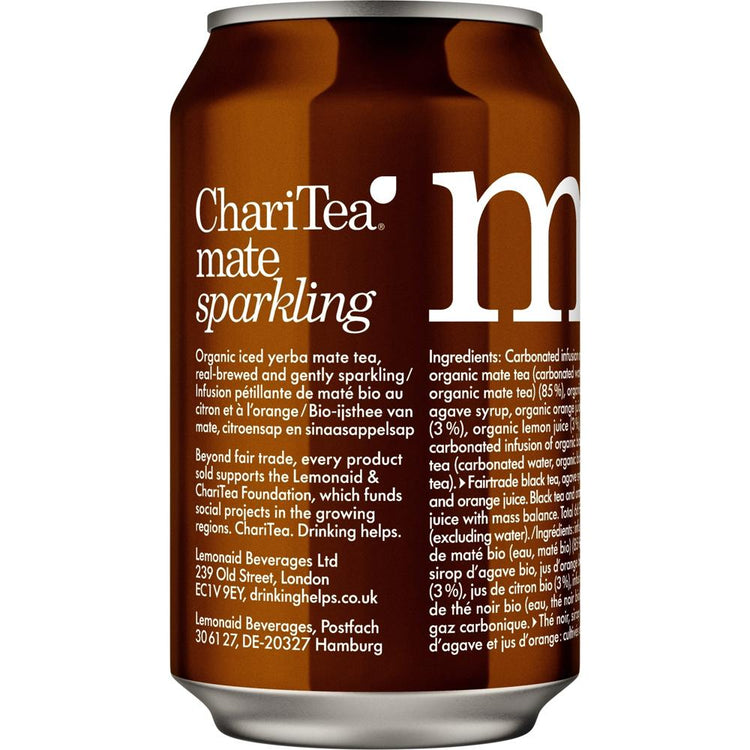 Charitea Mate - Organic Sparkling Iced Tea - 330Ml Cans - Sustainable Vegan Groceries Brighton