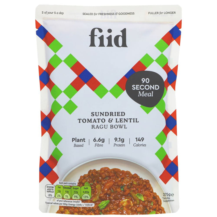 Fiid Sundried Tomato & Lentil Ragu 275G - Sustainable Vegan Groceries Brighton