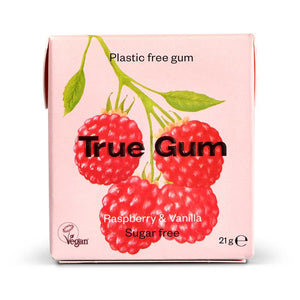 True Gum Raspberry & Vanilla Chewing Gum 21G - Sustainable Vegan Groceries Brighton