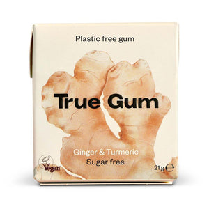True Gum Ginger & Turmeric Chewing Gum 21G - Sustainable Vegan Groceries Brighton