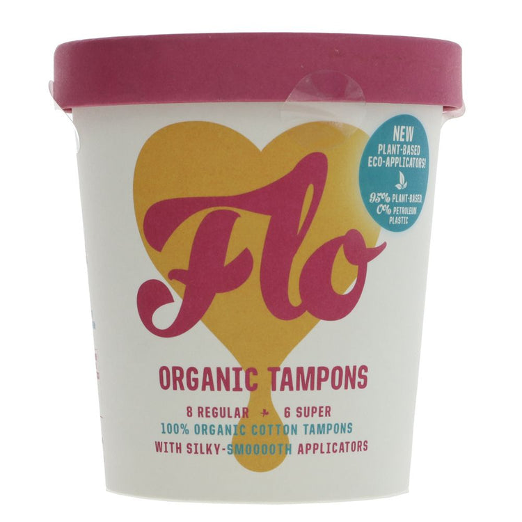 Here We Flo Eco-Applicator Tampons 14Pack - Sustainable Vegan Groceries Brighton