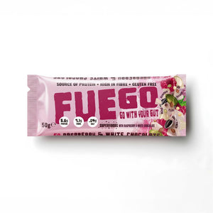 Fuego Rasp & White Choc Bar 50G - Sustainable Vegan Groceries Brighton