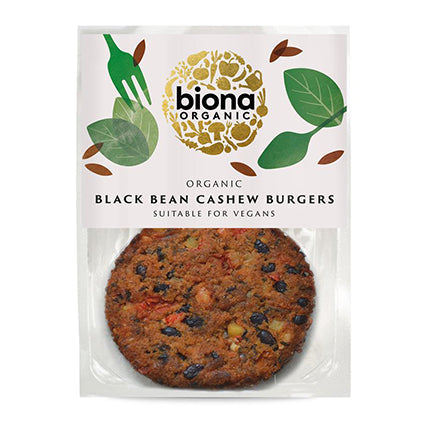 biona black bean & cashew nut burgers 160g