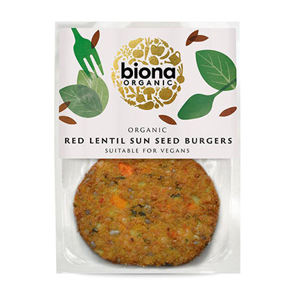 biona red lentil sun seed burgers 160g