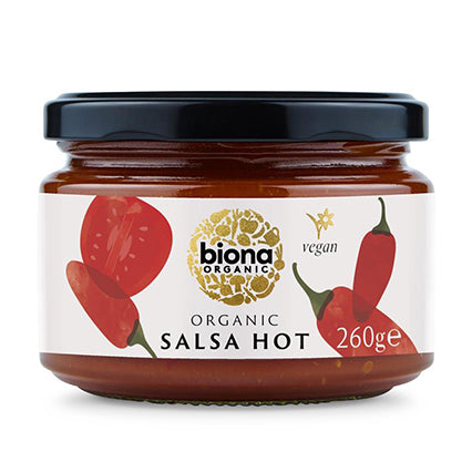 biona hot salsa dip sauce 260g