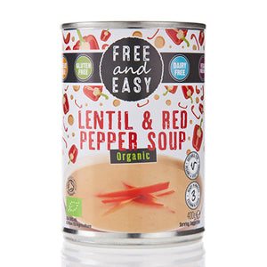 free & easy organic lentil red pepper soup 400g