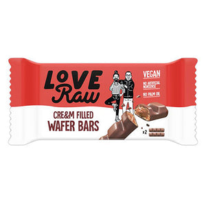 loveraw vegan cream filled wafer chocolate bar 43g