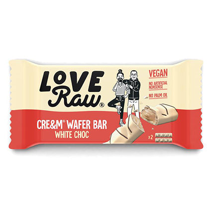 loveraw vegan white chocolate wafer bar 43g