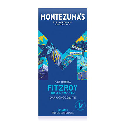 montezuma's fitzroy vegan organic 74% dark chocolate 90g