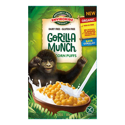 nature's path envirokids organic gluten free gorilla munch cereal 300g
