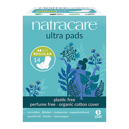 natracare organic cotton pads - ultra with wings 14 pack