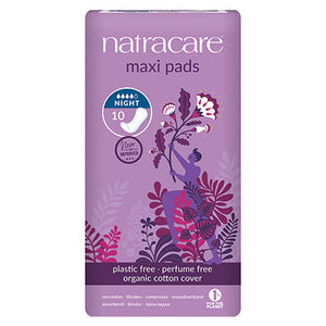 natracare organic cotton maxi pads - night time 10 pack