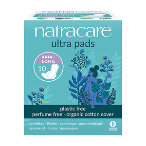 natracare organic cotton pads - ultra long with wings 10 pack