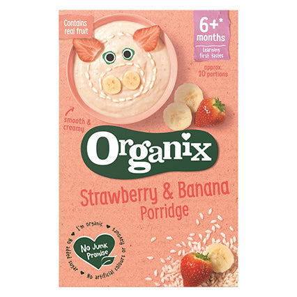 organix vegan strawberry & banana baby porridge 120g